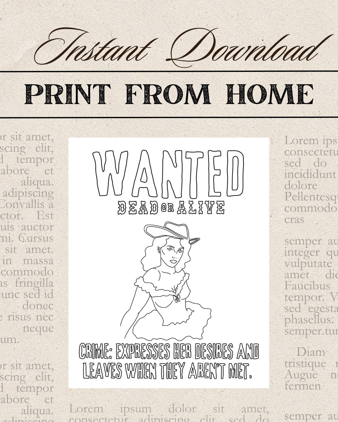 Download TRACE | Wanted Dead or Alive | Western Summer Collection | Coloring Page