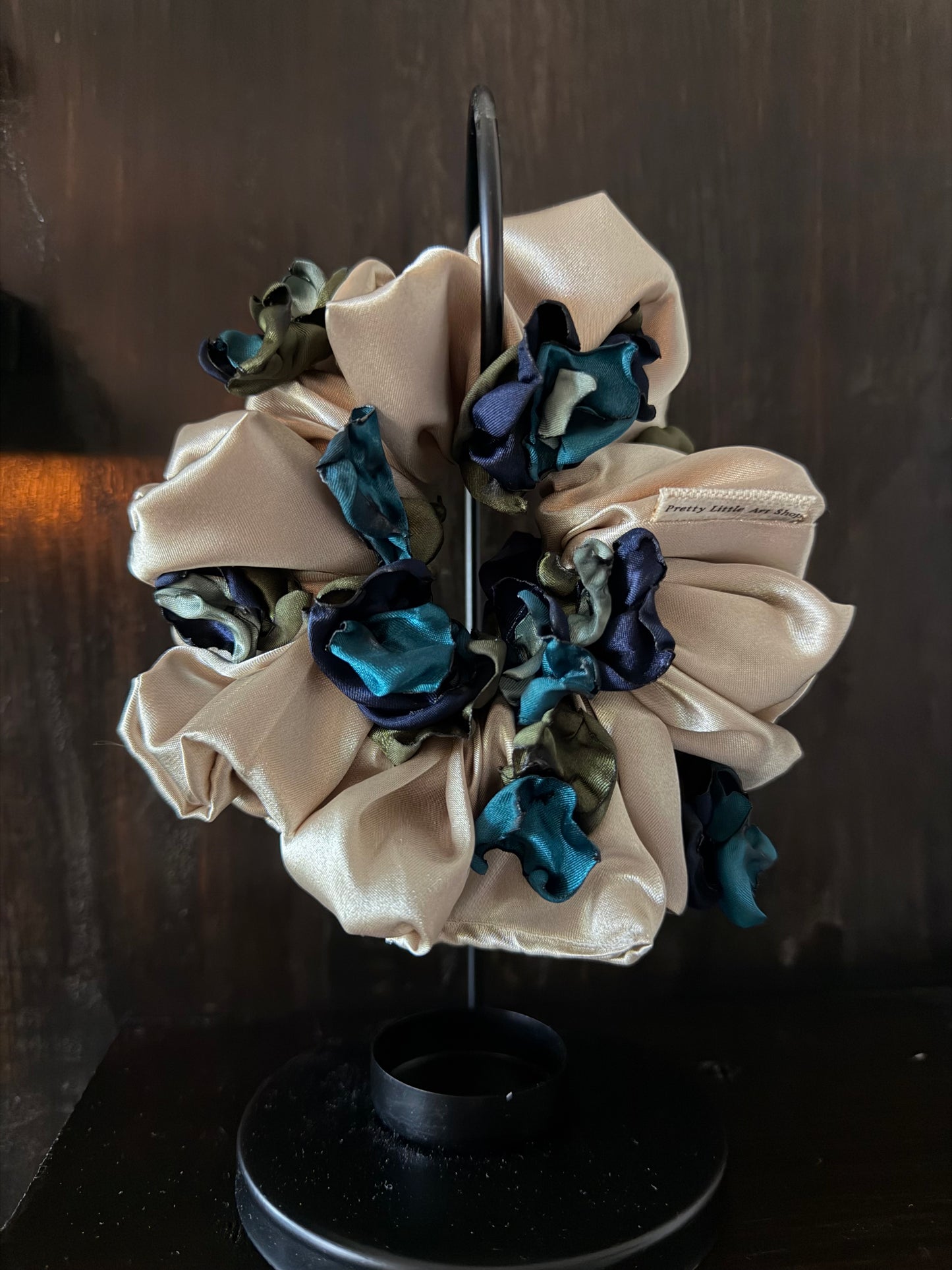 Dramatic Size Handmade Wilted Floral Scrunchie