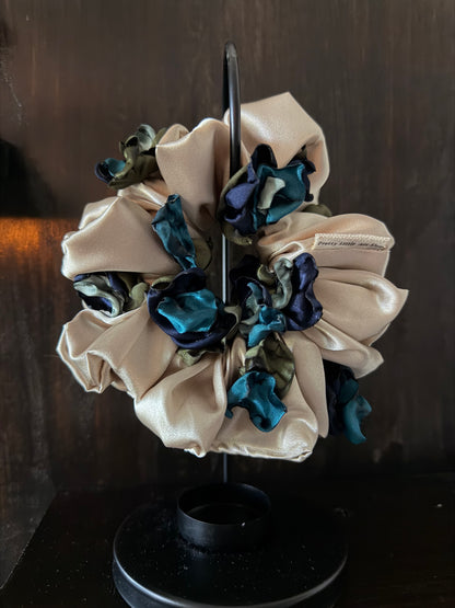 Dramatic Size Handmade Wilted Floral Scrunchie